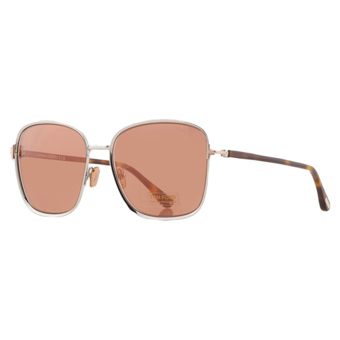 Tom Ford FT1029 Fern Brown Mirror Square Ladies Sunglasses